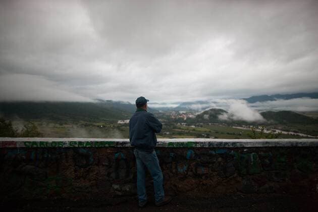 A man looks at La Mascota River during Hurricane Patricia in El Refugio town, Jalisco State, western Mexico, on Oct. 24, 2015. The National Meteorological Service of Mexico reported Saturday that Hurricane Patricia has degraded to a tropical storm. Pedro Mera) (jg) (vf) MEXICO-JALISCO-HURRICANE-DEGRADE e PedroxMera 
