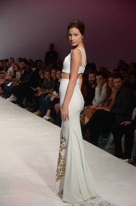Oct. 24, 2015 - Athens, Greece - A model wears a creation of Loukia Kyriakou fashion designer. Fashion designers present their creations as part of 2nd Day of the 18th Athens Xclusive Designers Week fashion event in Athens. Athens Greece - ZUMAp133