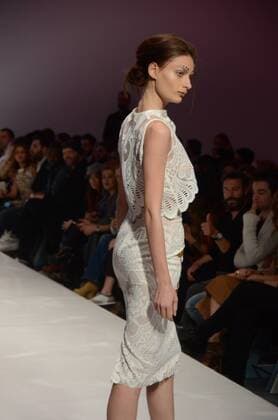 Oct. 24, 2015 - Athens, Greece - A model wears a creation of Loukia Kyriakou fashion designer. Fashion designers present their creations as part of 2nd Day of the 18th Athens Xclusive Designers Week fashion event in Athens. Athens Greece - ZUMAp133