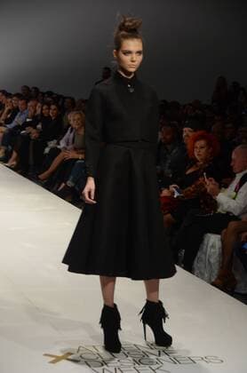 Oct. 24, 2015 - Athens, Greece - A model wears a creation of Tassos Mitropoulos fashion designer. Fashion designers present their creations as part of 2nd Day of the 18th Athens Xclusive Designers Week fashion event in Athens. Athens Greece - ZUMAp133