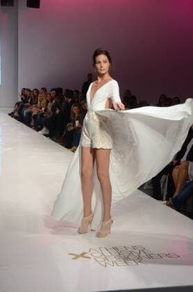 Oct. 24, 2015 - Athens, Greece - A model wears a creation of Loukia Kyriakou fashion designer. Fashion designers present their creations as part of 2nd Day of the 18th Athens Xclusive Designers Week fashion event in Athens. Athens Greece - ZUMAp133