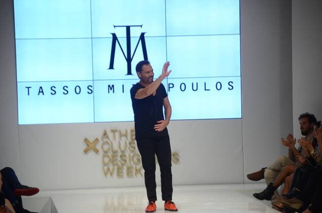 Oct. 24, 2015 - Athens, Greece - Fashion designer Tassos Mitropoulos thanks the spectators after the end of his show. Fashion designers present their creations as part of 2nd Day of the 18th Athens Xclusive Designers Week fashion event in Athens. Athens Greece - ZUMAp133