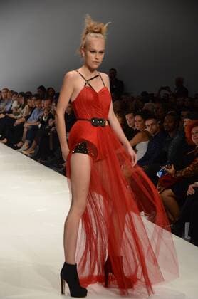 Oct. 24, 2015 - Athens, Greece - A model wears a creation of Tassos Mitropoulos fashion designer. Fashion designers present their creations as part of 2nd Day of the 18th Athens Xclusive Designers Week fashion event in Athens. Athens Greece - ZUMAp133