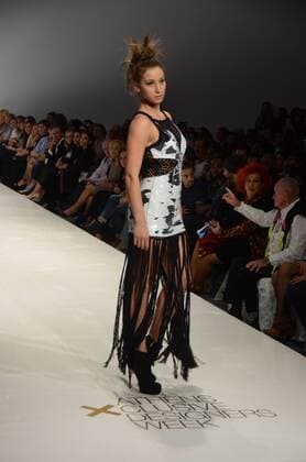Oct. 24, 2015 - Athens, Greece - A model wears a creation of Tassos Mitropoulos fashion designer. Fashion designers present their creations as part of 2nd Day of the 18th Athens Xclusive Designers Week fashion event in Athens. Athens Greece - ZUMAp133