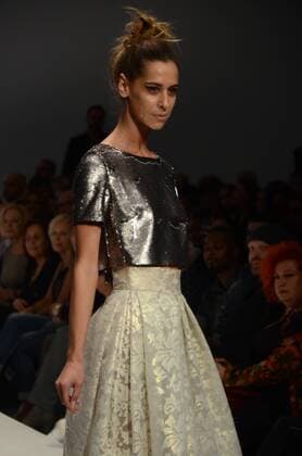 Oct. 24, 2015 - Athens, Greece - A model wears a creation of Tassos Mitropoulos fashion designer. Fashion designers present their creations as part of 2nd Day of the 18th Athens Xclusive Designers Week fashion event in Athens. Athens Greece - ZUMAp133