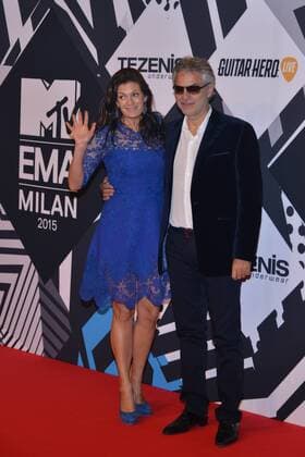 Milan MTV Europe Music Award s (EMA) 2015 Arrivals. Pictured: Veronica Bocelli, Andrea Bocelli  Comi Terenghi