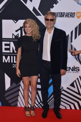 Milan MTV Europe Music Award s (EMA) 2015 Arrivals. Pictured: Veronica Bocelli, Andrea Bocelli  Comi Terenghi