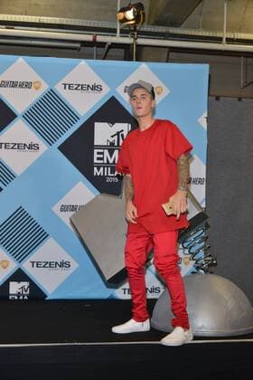 Milan, MTV Europe Music Award s (EMA) 2015, Press Room Backstage. Pictured Justin Bieber  Comi Terenghi