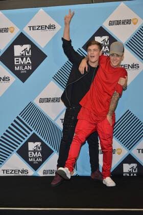 Milan, MTV Europe Music Award s (EMA) 2015, Press Room Backstage. Pictured Martin Garrix, Justin Bieber  Comi Terenghi