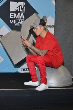 Milan, MTV Europe Music Award s (EMA) 2015, Press Room Backstage. Pictured Justin Bieber  Comi Terenghi