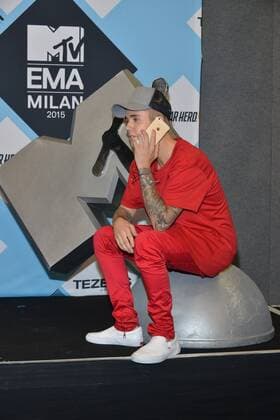 Milan, MTV Europe Music Award s (EMA) 2015, Press Room Backstage. Pictured Justin Bieber  Comi Terenghi