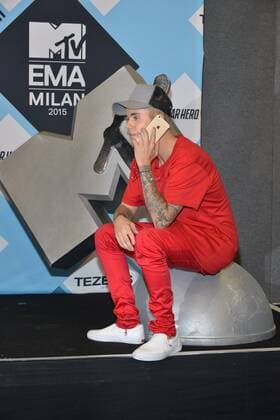 Milan, MTV Europe Music Award s (EMA) 2015, Press Room Backstage. Pictured Justin Bieber  Comi Terenghi