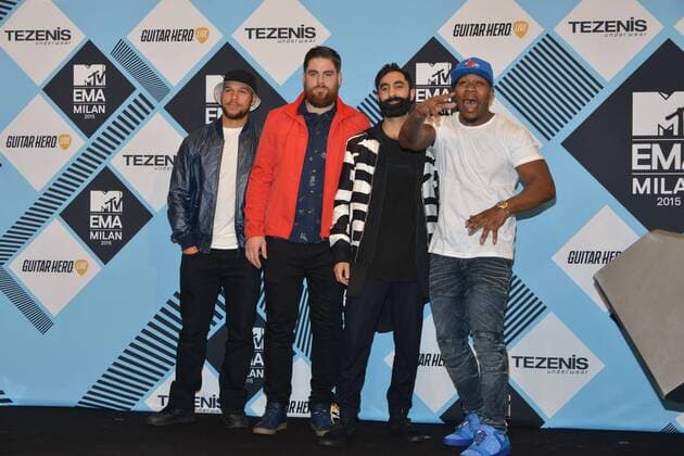 Milan, MTV Europe Music Award s (EMA) 2015, Press Room Backstage. Pictured Rudimental  Comi Terenghi