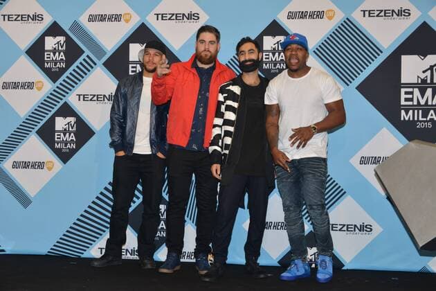 Milan, MTV Europe Music Award s (EMA) 2015, Press Room Backstage. Pictured Rudimental  Comi Terenghi