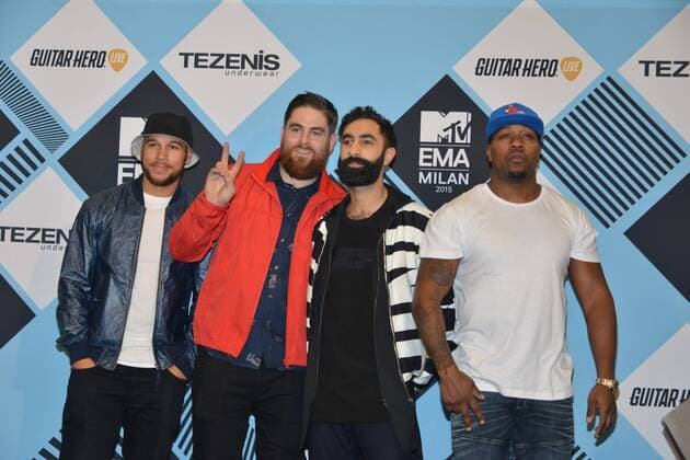 Milan, MTV Europe Music Award s (EMA) 2015, Press Room Backstage. Pictured Rudimental  Comi Terenghi