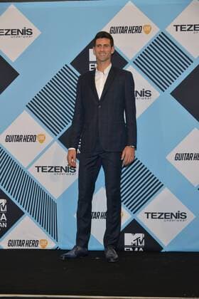 Milan, MTV Europe Music Award s (EMA) 2015, Press Room Backstage. Pictured Novak Djokovic  Comi Terenghi