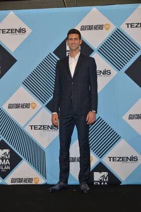 Milan, MTV Europe Music Award s (EMA) 2015, Press Room Backstage. Pictured Novak Djokovic  Comi Terenghi
