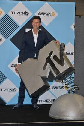 Milan, MTV Europe Music Award s (EMA) 2015, Press Room Backstage. Pictured Novak Djokovic  Comi Terenghi