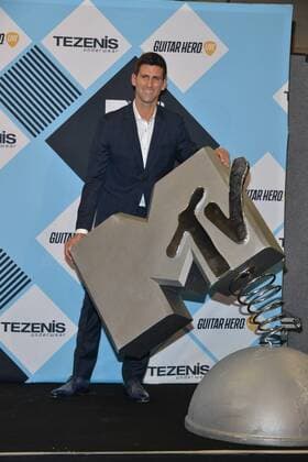Milan, MTV Europe Music Award s (EMA) 2015, Press Room Backstage. Pictured Novak Djokovic  Comi Terenghi