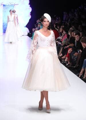 MOSCOW, RUSSIA. OCTOBER 26, 2015. A model wears a creation by designer Igor Gulyaev for his 2016 spring summer collection on the closing day of the 2015 Mercedes Benz Fashion Week Russia at Manege Central Exhibition Hall. Sergei Vinogradov TASS  TS010984
