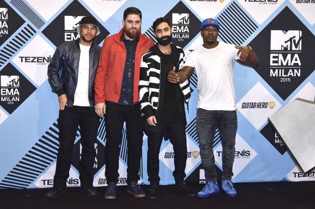 Piers Agget, Kesi Dryden, Amir Amor und DJ Locksmith von Rudimental bei der Verleihung der MTV Europe Music Awards 2015 im Mediolanum Forum. Mailand, 25.10.2015 Foto:xA.xHübnerx xFuturexImage