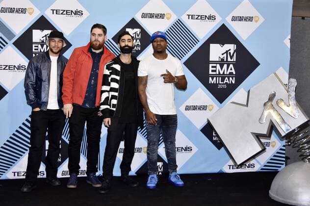 Piers Agget, Kesi Dryden, Amir Amor und DJ Locksmith von Rudimental bei der Verleihung der MTV Europe Music Awards 2015 im Mediolanum Forum. Mailand, 25.10.2015 Foto:xA.xHübnerx xFuturexImage