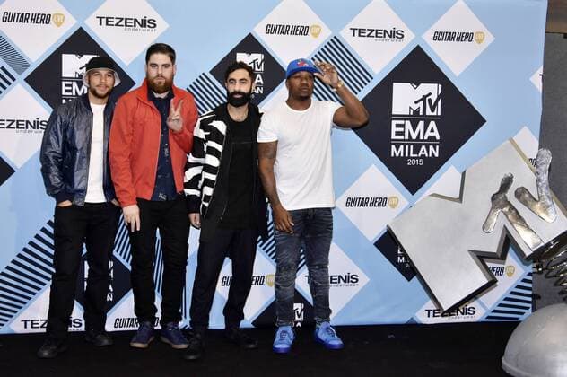 Piers Agget, Kesi Dryden, Amir Amor und DJ Locksmith von Rudimental bei der Verleihung der MTV Europe Music Awards 2015 im Mediolanum Forum. Mailand, 25.10.2015 Foto:xA.xHübnerx xFuturexImage