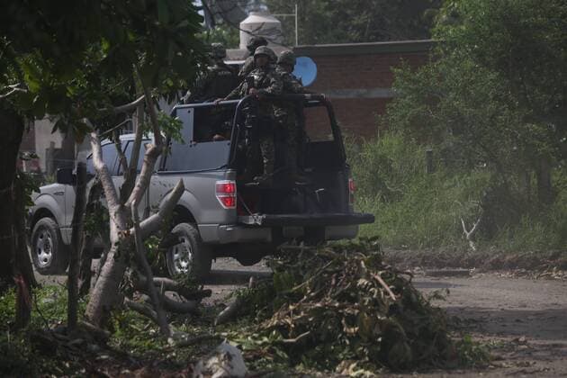 Oct. 25, 2015 - Mexico - The military roving after the hurricane Patricia hit Michoacan s coast. Hurricane Patricia hit the southwestern Mexico and Categorized as storm 5, bringing lashing rains, surging seas and cyclonic winds hours after it peaked, it is one of the strongest storms ever recorded. Mexico - ZUMAp133
