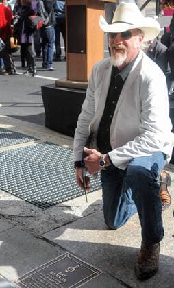 Oct. 26, 2015 - Chester, Pennsylvania, U.S - Legendary singer songwriter, RAY BENSON of ,Asleep At The Wheel , is inducted into the Philadelphia Music Alliance Walk of Fame. The induction ceremony was held in front of the Kimmel Center in Philadelphia Pa RAY BENSON is a part of the class of 2015 inductees Chester U.S. - ZUMArf1_