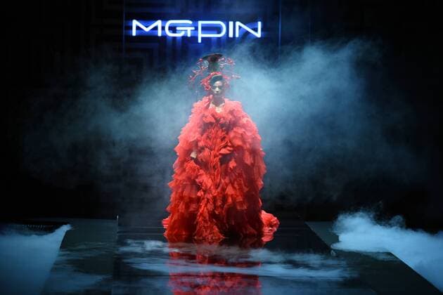BEIJING, CHINA - OCTOBER 26: (CHINA OUT) A model showcases designs on the runway at 2016 MGPIN show during the Mercedes-Benz China Fashion Week Spring Summer 2016 at 751D.PARK on October 26, 2015 in Beijing, China.  CFP474922550