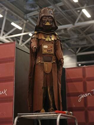 Chocolate in the form of Star Wars character Darth Vader is seen during the inauguration of the 21st annual Salon du Chocolat in Paris on October 27, 2015. The show, the world s biggest dedicated to chocolate, brings together fashion designers and chocolatiers from around the world.  PAR20151027752 DAVIDxSILPA