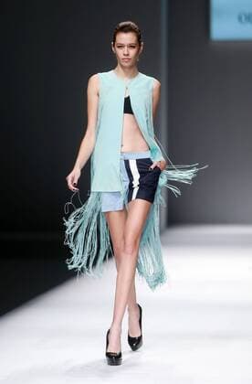 BEIJING, CHINA - OCTOBER 28: (CHINA OUT) A model showcases designs on the runway at OUDIFU & oudifufay Collection during the Mercedes-Benz China Fashion Week Spring Summer 2016 at Beijing Hotel on October 28, 2015 in Beijing, China.  CFP475027354