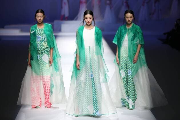 BEIJING, CHINA - OCTOBER 29: (CHINA OUT) Models showcase designs on the runway at GaryWat Qu Tingnan Collection during the Mercedes-Benz China Fashion Week Spring Summer 2016 at Beijing Hotel on October 29, 2015 in Beijing, China.  CFP475107435