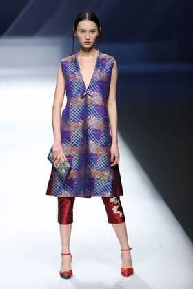BEIJING, CHINA - OCTOBER 29: (CHINA OUT) A model showcases designs on the runway at GaryWat Qu Tingnan Collection during the Mercedes-Benz China Fashion Week Spring Summer 2016 at Beijing Hotel on October 29, 2015 in Beijing, China.  CFP475107436
