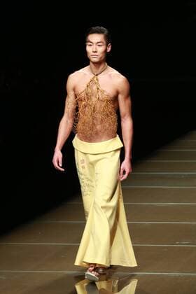 BEIJING, CHINA - OCTOBER 29: (CHINA OUT) A model showcases designs on the runway at 95 Secret Deng Zhaoping Collection during the Mercedes-Benz China Fashion Week Spring Summer 2016 at Beijing Hotel on October 29, 2015 in Beijing, China.  CFP475107106