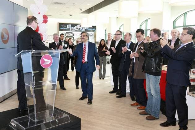 Oct. 29, 2015 - Toronto, ON, Canada - TORONTO, ON - OCTOBER 29 - Canada Post CEO Deepak Chopra speaks at an event opening a new concept store in Richmond Hill, October 29, 2015. Toronto Canada  - ZUMAt14_