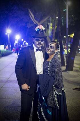 Oct. 31, 2015 - Mexico City, Mexico City, MX - Mexicans begin with their celebrations for the day of the dead, DÃƒÂ­a de los muertos, with a costume parade all along Paseo de la Reforma avenue on bikes. Mexico City MX - ZUMAa136