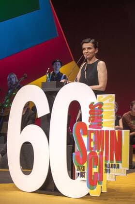 Juliette Binoche bei der Closing Ceremony mit Preisverleihung auf dem 60. Valladolid International Film Festival im Teatro Calderon. Valladolid, 31.10.2015 Juliette Binoche 