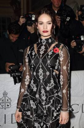 Harpers Bazaar Women of the Year Awards 2015 London, UK. Lily James at Harpers Bazaar Women of the Year Awards at Claridges, London on November 3rd 2015. LMK73-58657-041115 