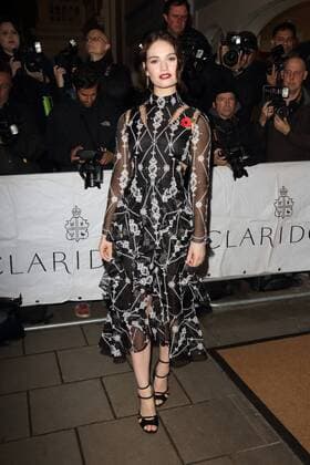Harpers Bazaar Women of the Year Awards 2015 London, UK. Lily James at Harpers Bazaar Women of the Year Awards at Claridges, London on November 3rd 2015. LMK73-58657-041115 