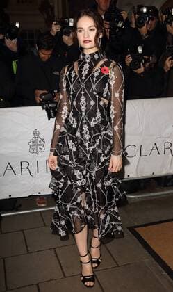 Harpers Bazaar Women of the Year Awards 2015 London, UK. Lily James at Harpers Bazaar Women of the Year Awards at Claridges, London on November 3rd 2015. LMK73-58657-041115 