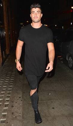 Ex On The Beach reality television personality, Rogan O Connor attending The Dreamboys 2016 calendar launch at the Hippodrome, in London. The dark haired hunk keeps it casual wearing ripped black jeans and an oversized black t shirt. NOVEMBER 3rd 2015  LTNx153325