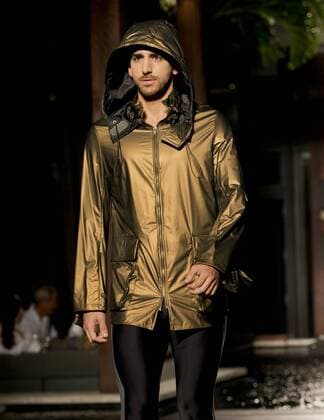 A model presents a creation by ETNOS menswear fashion designer during the Miami Funkshion Week at the SETAI hotel, Miami Beach, Florida, November 4, 2015.  MIA20151104114 GARYxIxROTHSTEIN Miami Funkshion Fashion Week - ETNOS Modenschau