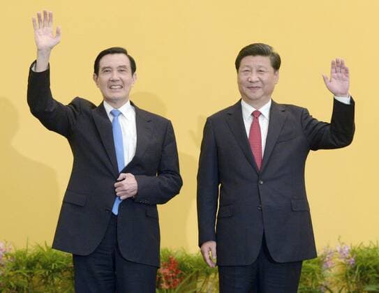 China s Xi, Taiwan s Ma hold historic talks in Singapore Taiwan President Ma Ying-jeou (L) and Chinese President Xi Jinping wave to reporters before their historic talks in Singapore on Nov. 7, 2015, the first cross-Taiwan Strait summit since a civil war divided the two sides in 1949. 
