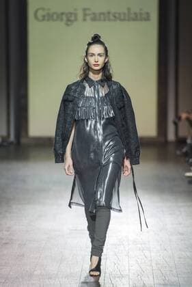 (151108) -- TBILISI, Nov. 8, 2015 -- A model presents a creation of Giorgi Pantsulaia during the Mercedes Benz Fashion Week in Tbilisi, capital of Georgia, on Nov 8, 2015. ) GEORGIA-TBILISI-FASHION WEEK-PANTSULAIA GiorgixInduashvili 