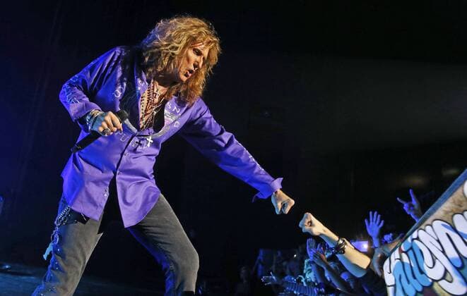 MOSCOW, RUSSIA. NOVEMBER 8, 2015. Frontman David Coverdale of British hard rock group Whitesnake perfirms at Crocus City Hall. Vyacheslav Prokofyev TASS  TS0117A0