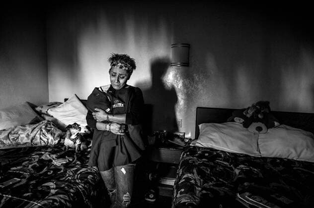 June 4, 2015 - Pomona, CA, United States - Melissa A. Ramon spent nine years in the US Air Force where she endured military sexual trauma at the hands of her training instructor and fellow airmen. You see stripes and think it s power and authority. I went along with it because it was my career if I d have stopped. I had the rules and he didn t. Whatever way he looked at it, it was his word against mine,Ã¢â‚¬Â she said. Melissa suffers from Military Sexual Trauma and PTSD and has been homeless off and on since her discharge. She has sought help from the VA and several Veteran NGOÃ¢â‚¬â ¢s. Ã¢â‚¬Å They keep denying us, denying the claims and make us jump through hoops and even lose our paperwork. ItÃ¢â‚¬â ¢s like they are trying to kill us with what they put us through, Ã¢â‚¬Å she said. Women s shelters will not admit a young man over the age of twelve, so she and her 13-year-old son S - ZUMAcv4_