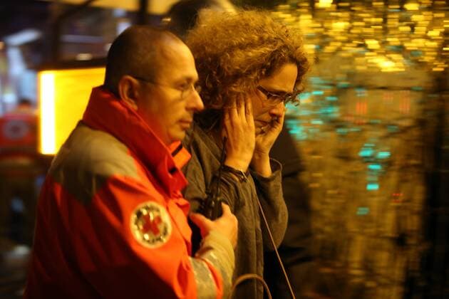 Nov. 14, 2015 - Paris, France - CORBIS OUT = Victims of the shooting at the Bataclan concert venue in central Paris are being evacuated to receive first aid. More than one hundred people were killed and many more wounded when gunmen opened fire inside the venue as the French capital has been the target of a series of deadly attacks. Paris France - ZUMAv111