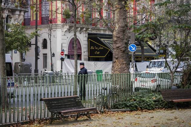 Photo taken on Nov. 14, 2015 shows the Bataclan concert hall in Paris, France. ) (zjy) FRANCE-PARIS-ATTACK-SCENE ZhouxLei 