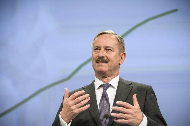 May 5, 2014 - Brussels, Bxl, Belgium - Vice-President of European Commission Siim Kallas, acting Vice-President for Economic and Monetary Affairs presents Spring economic forecast during press conference at European Commission headquarters in Brussels, Belgium on 05.05.2014 by Wiktor Dabkowski - ZUMAw80